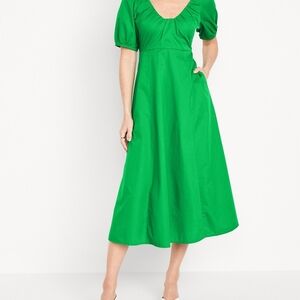 Old Navy Puff-Sleeve Midi Swing Dress M